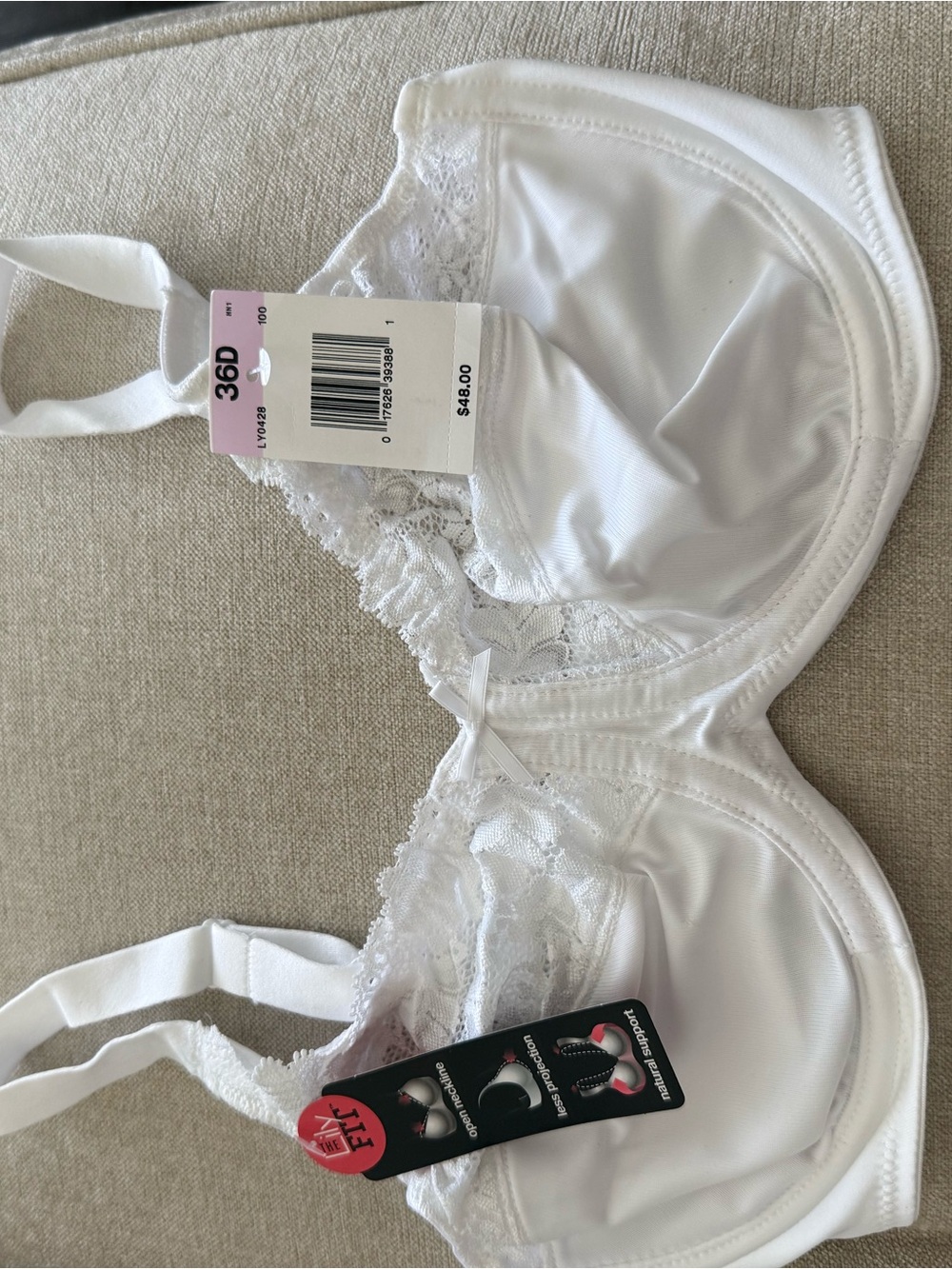 Lily White Lace Underwire Bra - 36D